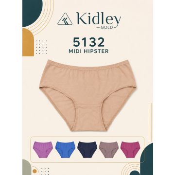 Kidley 5132 women's soft midi hipster panty in skin beige and assorted colours