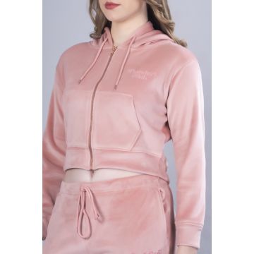 Cord Set Peach (Velvet Zipper Hoodie)