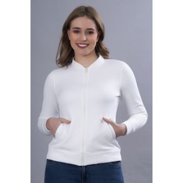 Women White Bomber jacket
