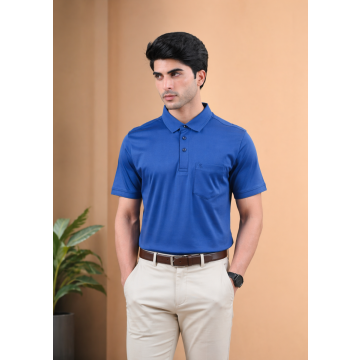 Mercerised Cotton Polo Royal blue