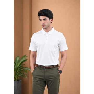 Mercerised Cotton Polo White