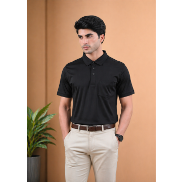 Mercerised Cotton Polo Black