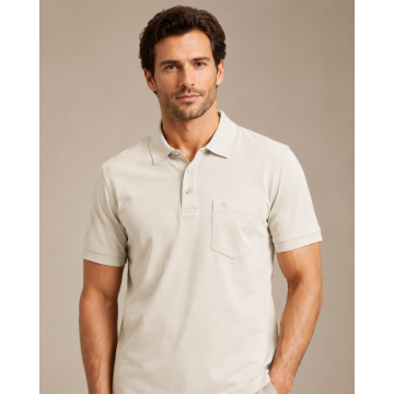 Men’s Mercerised Cotton Pique Polo T-Shirt – Cream Smart Casual Wear