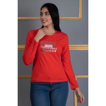 Cotton Lycra Top full sleeve Red
