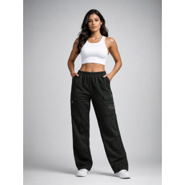 Kidley Relaxed-Fit Solid Drawstring Cargo Lounge Lower – Green
