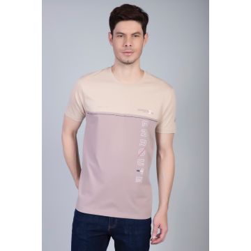 Cotton Round neck Cream Tee