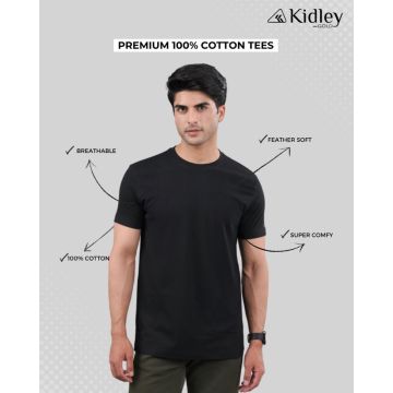 Cotton Men's Round Neck Tees Black (pack of 2)