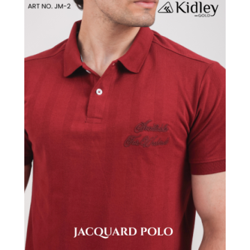 Men's Self Jacquard Polo T-Shirt (RED)