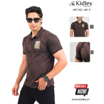 Men's Self Jacquard Polo T-Shirt (BROWN)