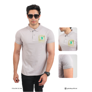 Men's Self Jacquard Polo T-Shirt (Light Grey)