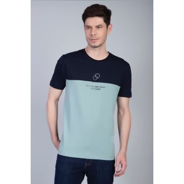 Cotton round neck green tee
