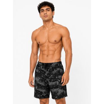 Men’s black cotton abstract-print lounge shorts front view
